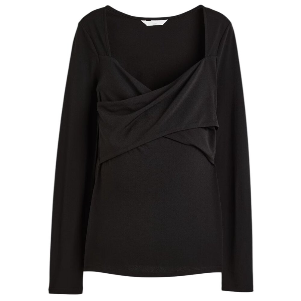 H&M Mama Jersey wrap front nursing top size XXL NWT black
